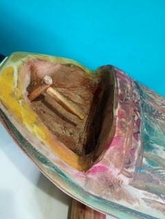 Escultura em madeira esculpida a mão - Barco