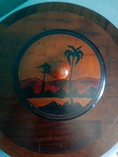 Antigo saleiro em madeira pintado a mão - loja online