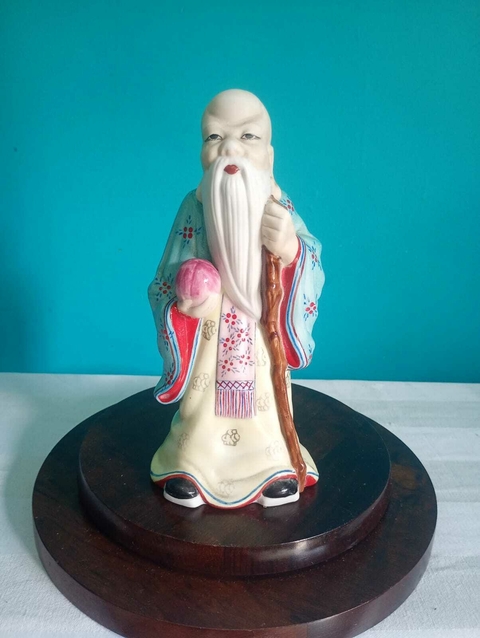 Arte Oriental - Antigo sábio chinês em porcelana