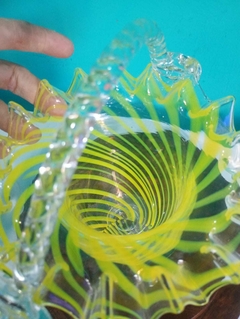 Graciosa e Rara Cesta / Centro de Mesa Murano amarelo limão na internet