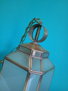 Antiga luminária de teto / lustre em metal e vidro Satine - comprar online