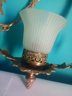 Antiga luminária de teto / lustre pendente em bronze Floral - comprar online