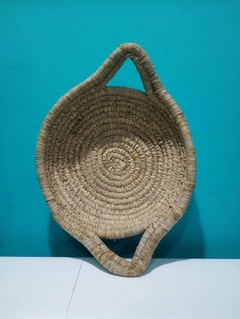 Grande cesto de palha redondo trançado com alças - loja online