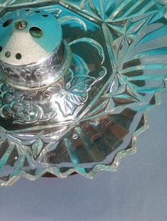 Antiga Floreira / centro de mesa em vidro e metal - loja online