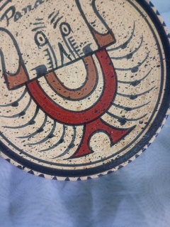 Antigo prato decorativo em cerâmica pintado a mão - Panamá na internet