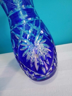 Belíssimo vaso cristal doublé tcheca azul cobalto