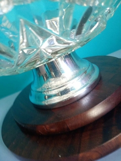 Antiga Floreira / centro de mesa em vidro e metal