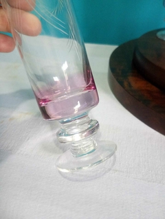 Jogo de taças / flutê em cristal lapidado 6 unidades Rosa na internet