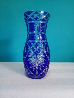 Belíssimo vaso cristal doublé tcheca azul cobalto
