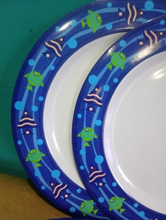 Jogo de 4 souplats azul com peixinhos na borda Plástico 36 cm na internet