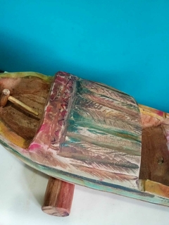 Escultura em madeira esculpida a mão - Barco - loja online