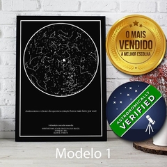 MAPA DAS ESTRELAS + CERTIFICADO - MOLDURA+VIDRO