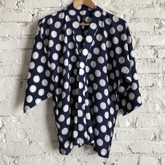 Kimono Curto Pois Grande Marinho