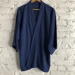 Kimono Curto Azul de Crepe