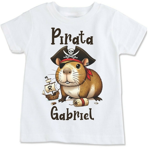 Camiseta Personalizada Infantil Capivara Pirata com chapéu e com nome - comprar online