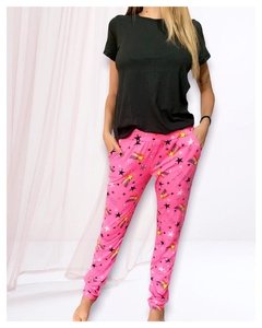 PIJAMA BABUCHA ♥ Modelo Estrella fucsia MANGA CORTA