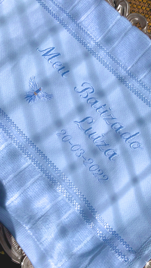 Toalha bordada de batismo - loja online