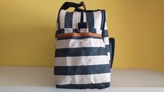 KIT BOLSA G E P MATERNIDADE LISTRADA AZUL MARINHO - Ref: 001 na internet