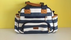 KIT BOLSA G E P MATERNIDADE LISTRADA AZUL MARINHO - Ref: 001 - loja online
