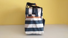 KIT BOLSA G E P MATERNIDADE LISTRADA AZUL MARINHO - Ref: 001