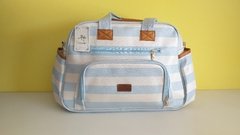 KIT BOLSA G E P MATERNIDADE LISTRADA AZUL BEBÊ - Ref: 001 - comprar online