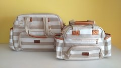 KIT BOLSA G E P MATERNIDADE LISTRADA BEGE - Ref: 001