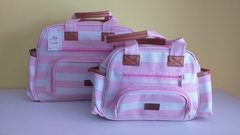 KIT BOLSA G E P MATERNIDADE LISTRADA ROSA - Ref: 001