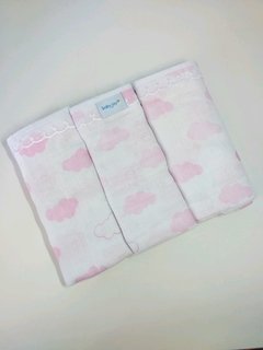 FRALDA LUXO ESTAMPADA COM VIES E TIRA BORDADA - MODELO NUVEM - comprar online