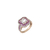 Anel retangular com safiras rosas e diamantes - comprar online