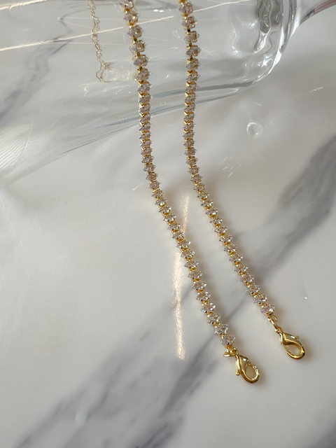 Pulseira Riviera Navete Cristal Banhado em Ouro 18k