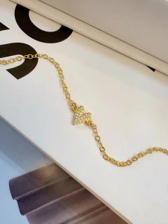 Pulseira Cadeado com Coração Cravejado Banhado em Ouro 18k na internet