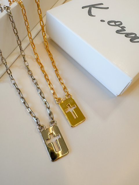 Colar Elo Cartier com Cruz Vazada Banhado em RB - comprar online