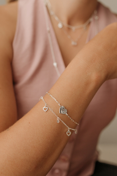 Pulseira Entremeio Coração Ondulado Prata 925 - comprar online