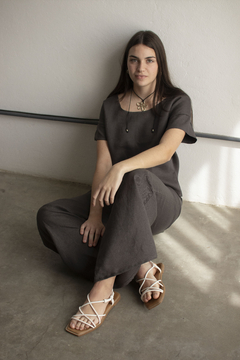 Pantalón Tallo Grafito 100% Lino - comprar online