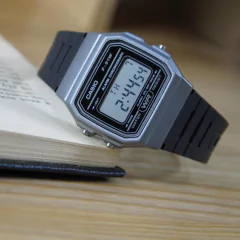 Relógio Casio Digital F-91WM-1BDF - Preto e Cinza na internet