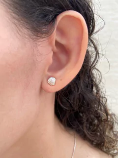 Conjunto Colar e Brincos Concha PP CB0007 Prata - Relojoaria Roma