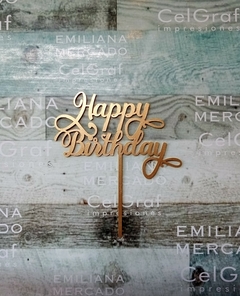 Topper Happy Birthday cursiva