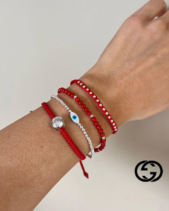 Pulsera Cordón Rojo con Bolitas de 3.5 mm en internet