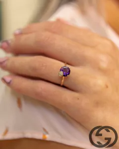 ANILLO OB OA OR 14K AMATISTA DIAMANTE en internet
