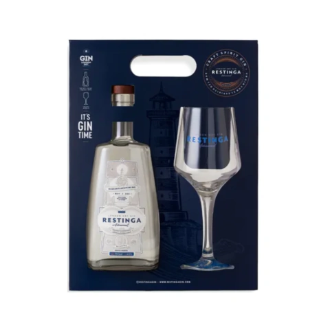 Estuche Restinga London Dry Gin Artesanal con Copa de Vidrio