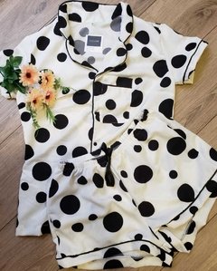 Pijama inglês branco poá