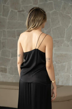 Conjunto Blusa luz e Saia luzia cetim - Preto - loja online