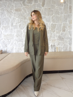 Trio Risca de Giz: Blusa Corset, Calça e Blazer - Verde - comprar online