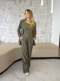 Trio Risca de Giz: Blusa Corset, Calça e Blazer - Verde - LA BRIZ