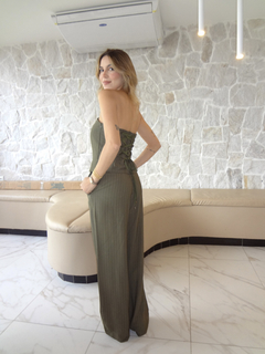 Conjunto Blusa corset e Calça risca de giz - Verde na internet