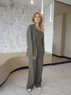 Blazer risca de giz - Verde - loja online
