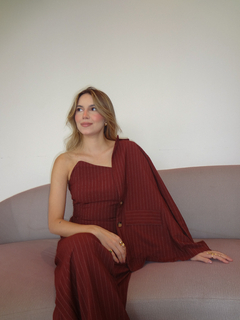 Blusa corset risca de giz - Vinho amadeirado - LA BRIZ