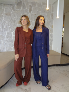 Blazer risca de giz - Azul marinho - loja online