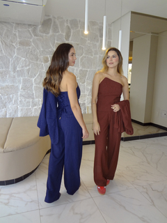 Calça risca de giz - Azul marinho