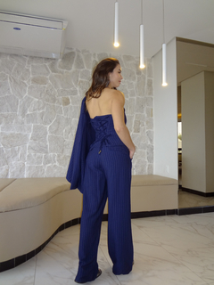 Calça risca de giz - Azul marinho na internet